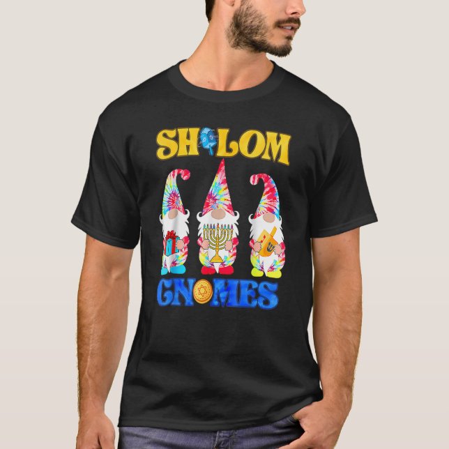 Shalom Gnomes Happy Chanukkah Menorah Hanukkah Jew T-Shirt (Front)