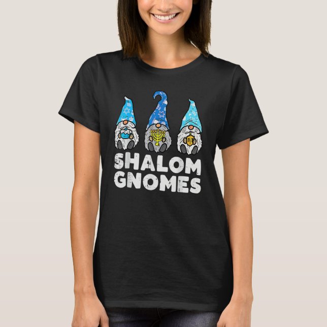 Shalom Gnomes  Jew Hanukkah Pajamas Chanukah PJs W T-Shirt (Front)