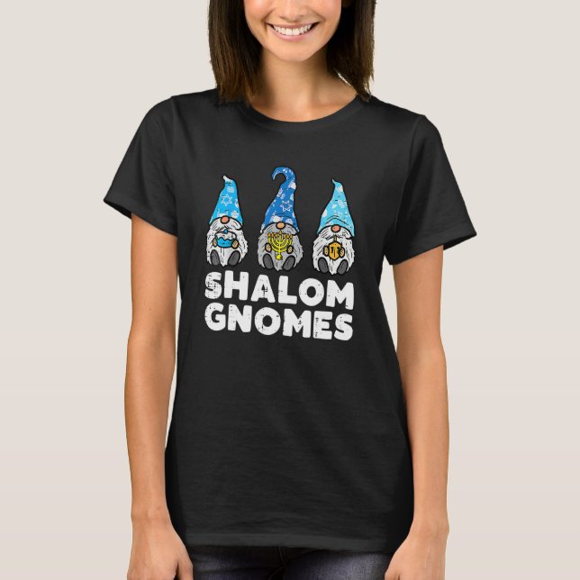 Shalom Gnomes  Jew Hanukkah Pajamas Chanukah PJs W T-Shirt (Front)