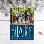 Shalom Hanukkah Holiday Photo Silver Foil Card<br><div class="desc">Real foil hand lettered "Shalom" with landscape photo on top. White area colour is customisable as well as the back side.  Choose your foil colour: gold,  silver or rose gold,  and backer colour. Add more photos to the back or write a message.</div>