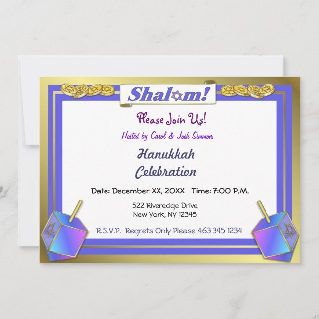 Shalom Hanukkah Invitations (Front)