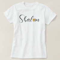 Shalom in Elegant Black Font Hebrew Jewish T-Shirt