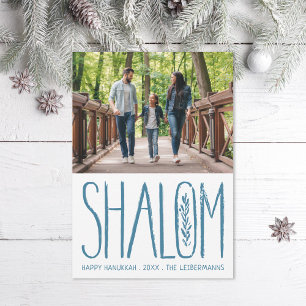 Shalom Lettering Hanukkah Photo Card