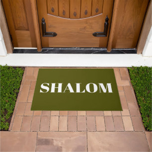 Shalom olive moss green modern elegant doormat