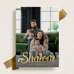 Shalom Script in Gold Foil Holiday Card<br><div class="desc">Classic holiday photo cards in beautiful gold foil printing.</div>