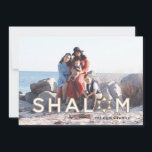 Shalom Star Hanukkah Card - Gold<br><div class="desc">The word "Shalom" says it all on this modern Hanukkah Photo Card featuring the Star of David. Background colour on the back is customisable. Look for coordinating products from Parcel Studios.</div>
