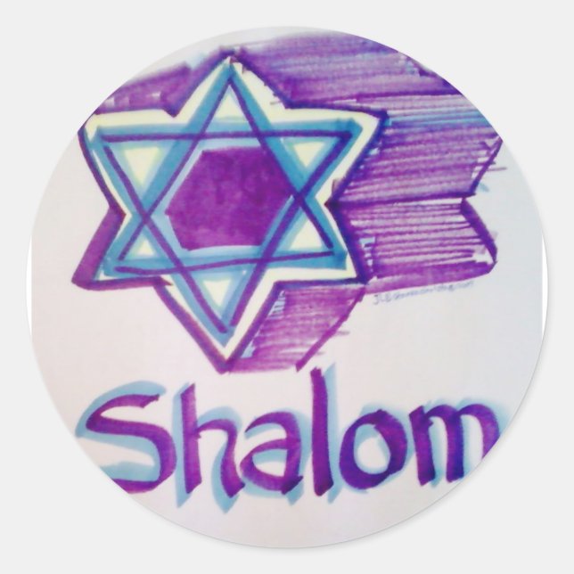 Shalom Star of David products Classic Round Sticker (Front)