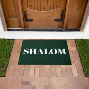 "Shalom" white letters, dark green Doormat