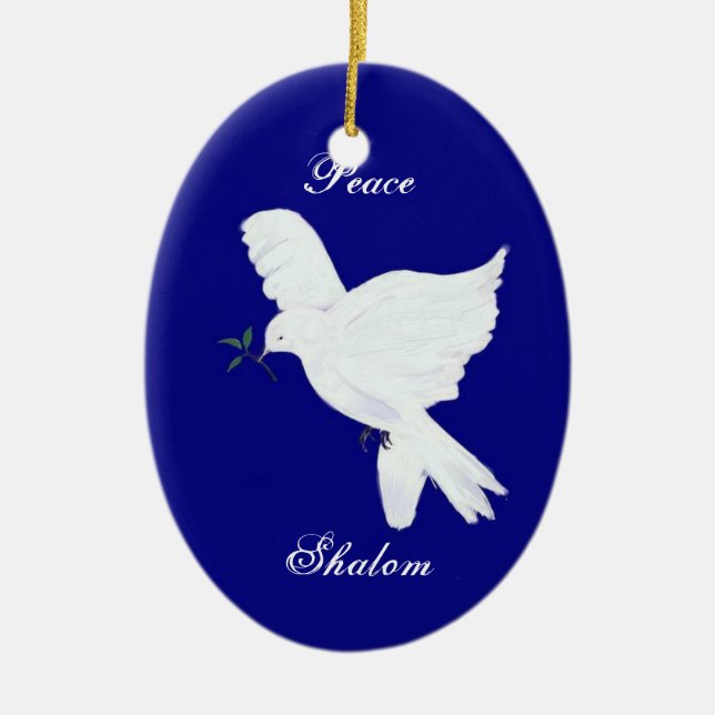 Shalom-White Peace Dove Ornament (Front)