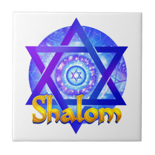 SHALOM with Star of David Medallion Ceramic Tile
