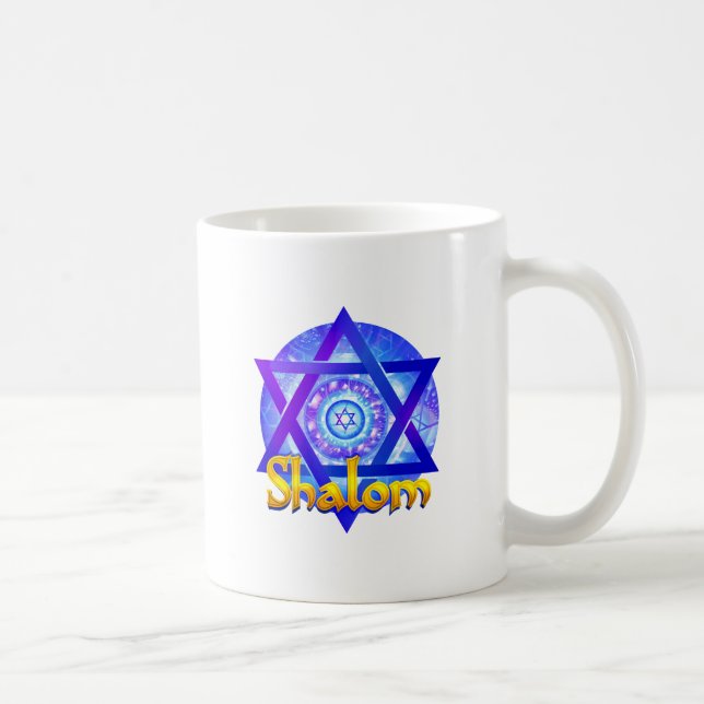 SHALOM with Star of David Medallion Coffee Mug (Right)
