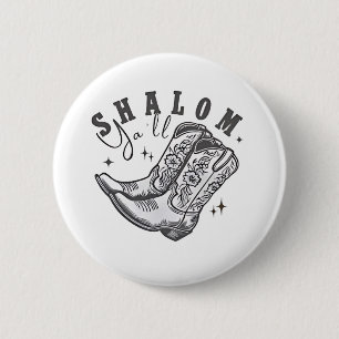 Shalom Y'all Cowboy Jewish Hanukkah West 6 Cm Round Badge