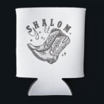 Shalom Y'all Cowboy Jewish Hanukkah West  Can Cooler<br><div class="desc">Hanukkah humour,  Western cowboy theme,  Jewish holiday 2025,  menorah celebration,  funny Jewish phrase,  cowboy boot design,  southern Jewish pride,  Hanukkah with a twist,  cultural fusion,  festive spirit</div>