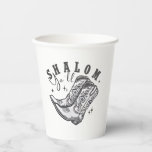 Shalom Y'all Cowboy Jewish Hanukkah West  Paper Cups<br><div class="desc">Hanukkah humour,  Western cowboy theme,  Jewish holiday 2025,  menorah celebration,  funny Jewish phrase,  cowboy boot design,  southern Jewish pride,  Hanukkah with a twist,  cultural fusion,  festive spirit</div>
