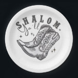 Shalom Y'all Cowboy Jewish Hanukkah West  Paper Plate<br><div class="desc">Hanukkah humour,  Western cowboy theme,  Jewish holiday 2025,  menorah celebration,  funny Jewish phrase,  cowboy boot design,  southern Jewish pride,  Hanukkah with a twist,  cultural fusion,  festive spirit</div>