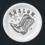 Shalom Y'all Cowboy Jewish Hanukkah West  Paper Plate<br><div class="desc">Hanukkah humour,  Western cowboy theme,  Jewish holiday 2025,  menorah celebration,  funny Jewish phrase,  cowboy boot design,  southern Jewish pride,  Hanukkah with a twist,  cultural fusion,  festive spirit</div>