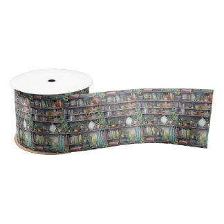 Shalvah - portrait of a bookshelf Satin Satin Ribbon