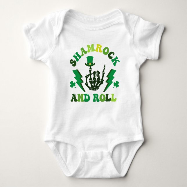 Sham Rock and Roll St Patrick's Day Baby Bodysuit (Front)