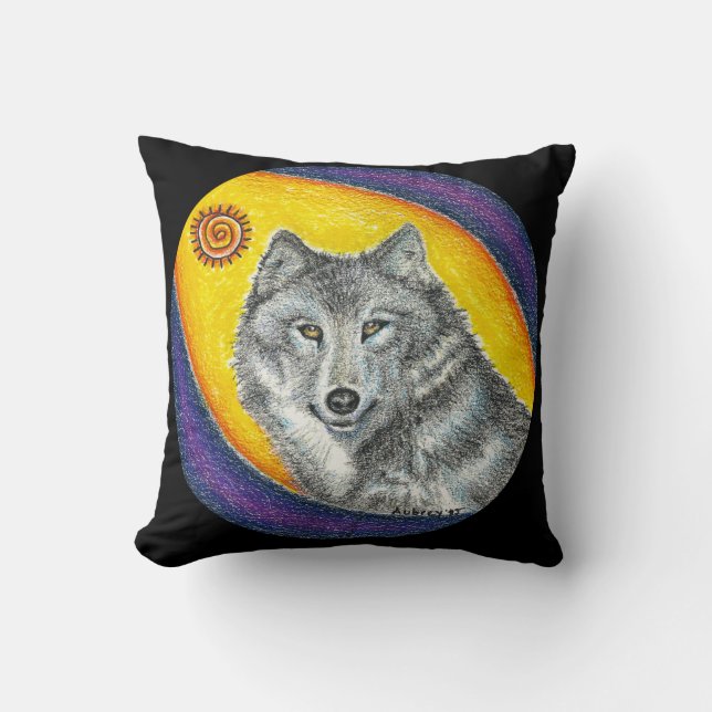Shaman Healing Wolf Cushion (Front)