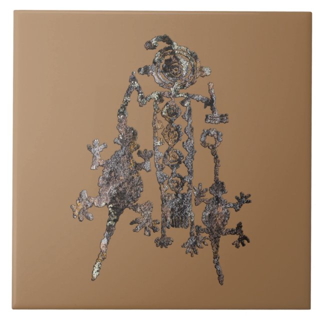 Shaman Petroglyph Coso Range, California Ceramic Tile (Front)