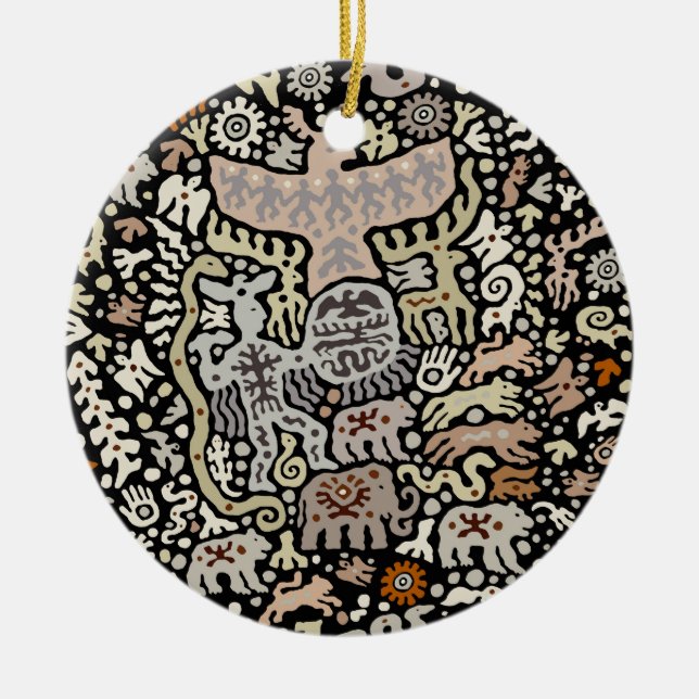 Shaman Peyote Ritual Ceramic Ornament (Front)
