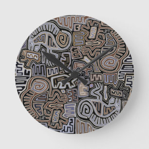 Shaman Peyote Serpent Ritual Spirits Round Clock