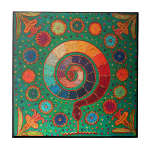 Shaman Serpent Ritual Ceramic Tile
