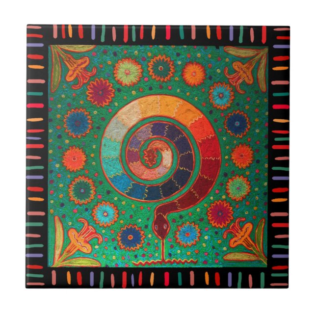 Shaman Snake Spirits Ceramic Tile (Front)