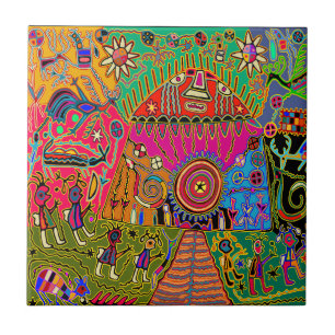Shaman Village Spirits Ceramic Tile