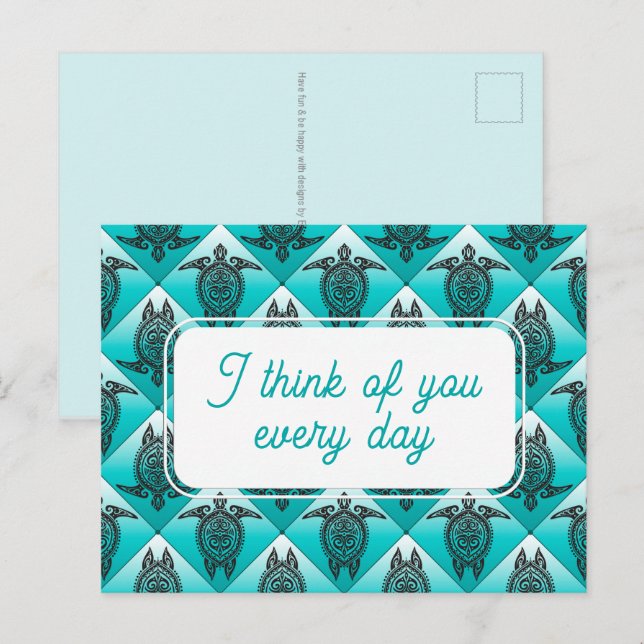 Shamanic Sea TURTLE - Pattern 1 Postcard (Front/Back)