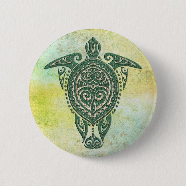 Shamanic Sea Turtle Symbol + your ideas 6 Cm Round Badge (Front)