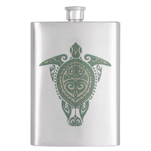 Shamanic Sea Turtle Symbol + your ideas Hip Flask
