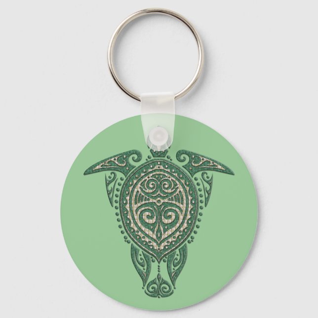 Shamanic Sea Turtle Symbol + your ideas Key Ring (Front)