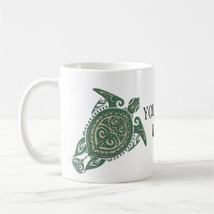 Shamanic Sea Turtle Symbol + your ideas & text Coffee Mug