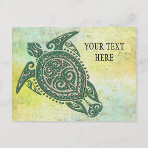 Shamanic Sea Turtle Symbol + your ideas & text Postcard