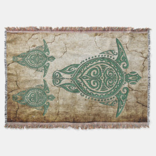 Shamanic Sea Turtle Symbol + your ideas Throw Blanket