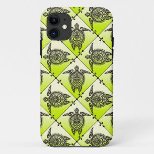 Shamanic Sea Turtles Pattern - green iPhone 11 Case