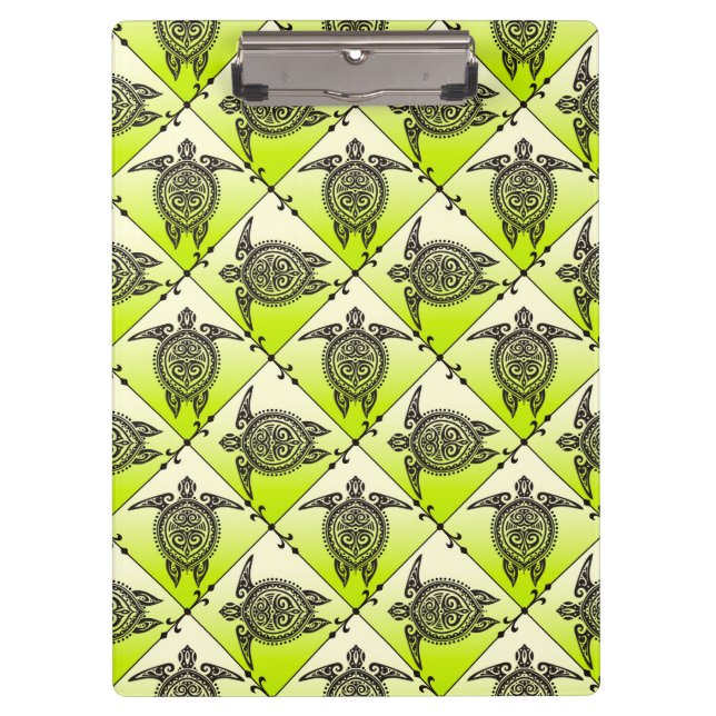 Shamanic Sea Turtles Pattern - green Clipboard (Front)