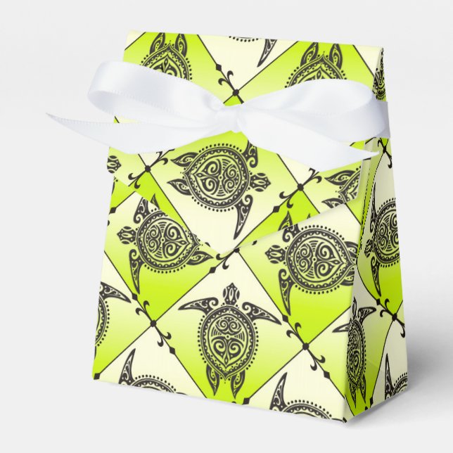 Shamanic Sea Turtles Pattern - green Favour Box (Front Side)