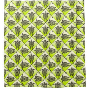 Shamanic Sea Turtles Pattern - green Shower Curtain