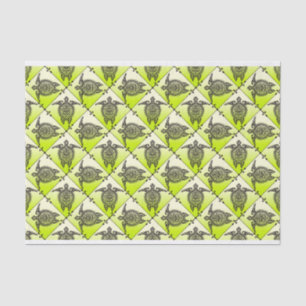 Shamanic Sea Turtles Pattern - green Tissue Paper