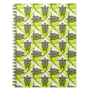 Shamanic Sea Turtles Pattern - green vertical Notebook