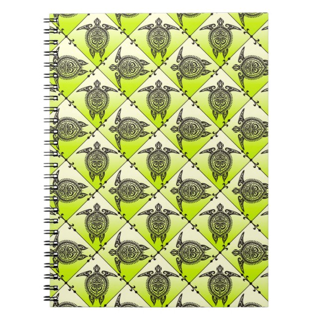 Shamanic Sea Turtles Pattern - green vertical Notebook (Front)