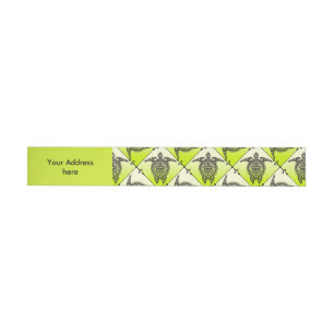 Shamanic Sea Turtles Pattern - green Wraparound Address Label