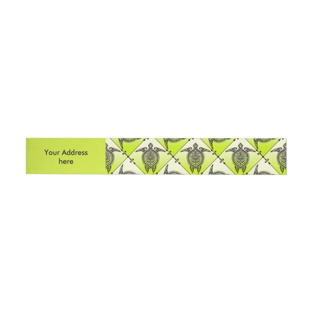 Shamanic Sea Turtles Pattern - green Wraparound Address Label (Individual)