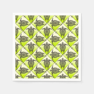 Shamanic Sea Turtles Pattern - green + your idea Napkin