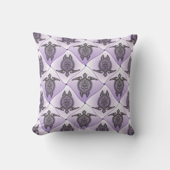 Shamanic Sea Turtles Pattern - violet Cushion (Front)