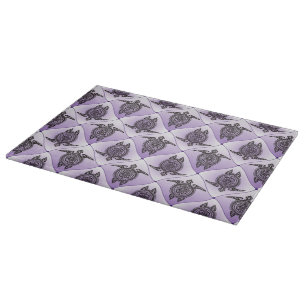 Shamanic Sea Turtles Pattern - violet Cutting Board