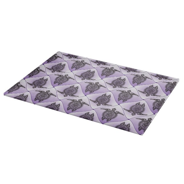 Shamanic Sea Turtles Pattern - violet Cutting Board (Corner)