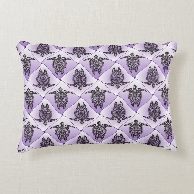 Shamanic Sea Turtles Pattern - violet Decorative Cushion (Front)